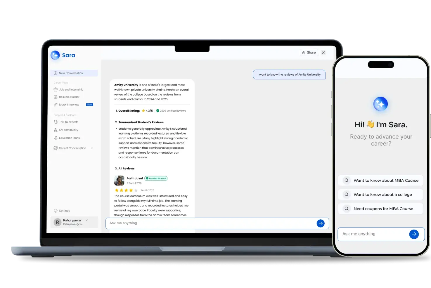 Sara AI Interface Mockup